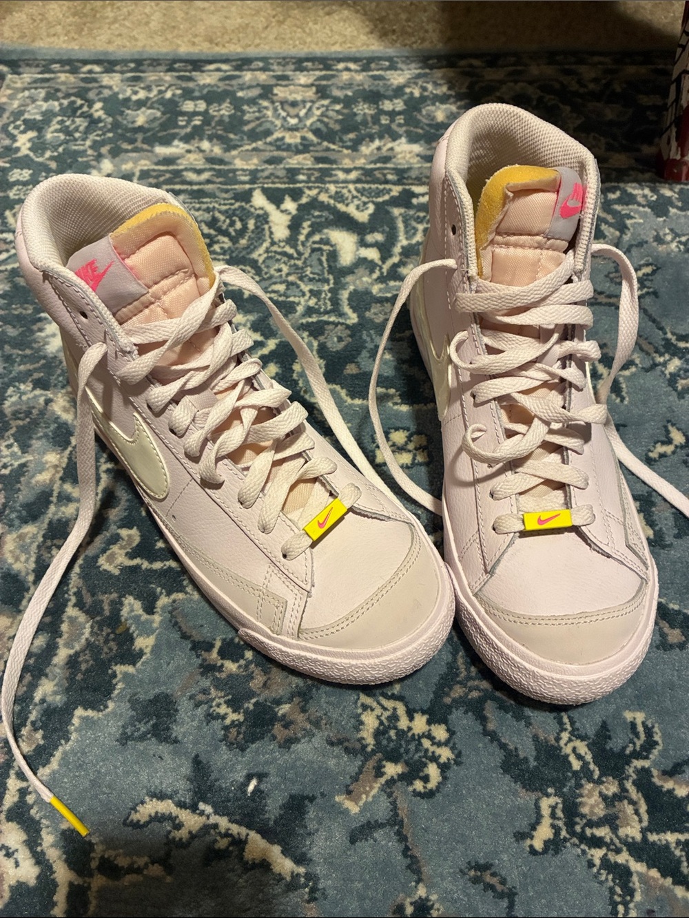 Nike Women's lavender High-Top Sneakers with Yellow Accents